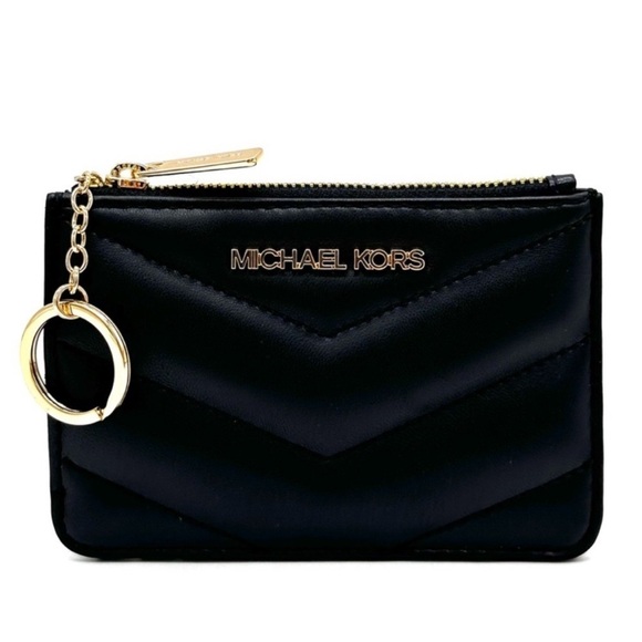 Michael Kors Jet Set Travel Small Top Zip Coin Pouch with ID Holder Black - Picture 3 of 8